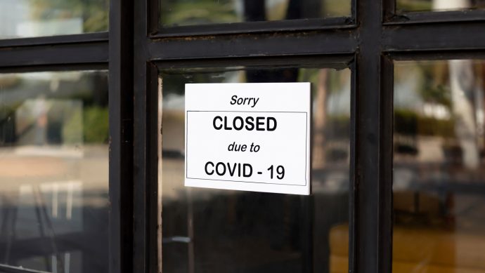 Sign front office is temporarily closed sign coronavirus store